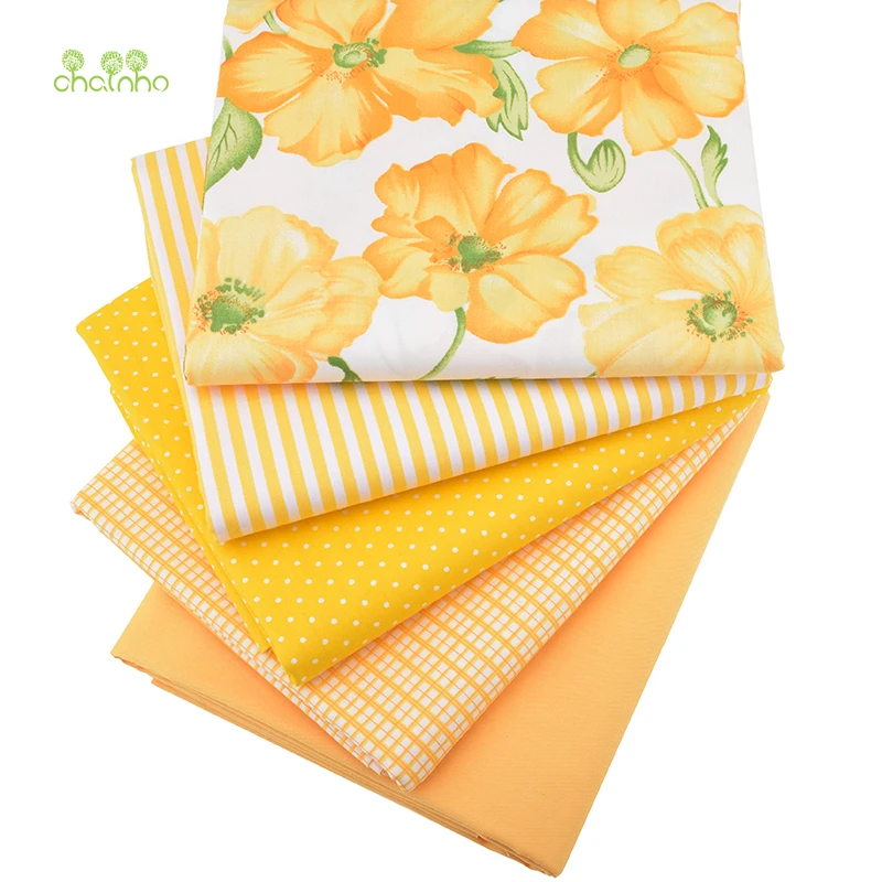

5pcs Cotton Fabric Tissue For Needlework Sewing Material Hometextile For Sheet Dress Cushion Doll Bags For 5pcs Yellow 40x50cm