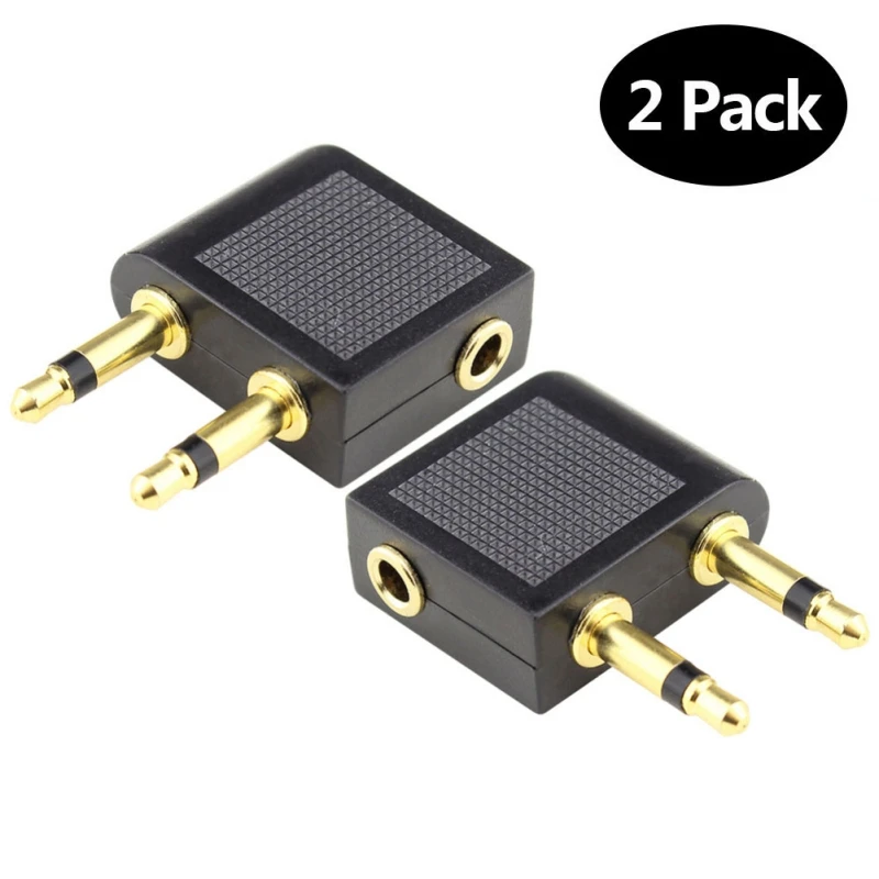 3 5 mono stereo jack to 2 3 5 mono plugs Pro Airline Airplane Golden Plated Headphone Jack Plug Adapter Hot Sell