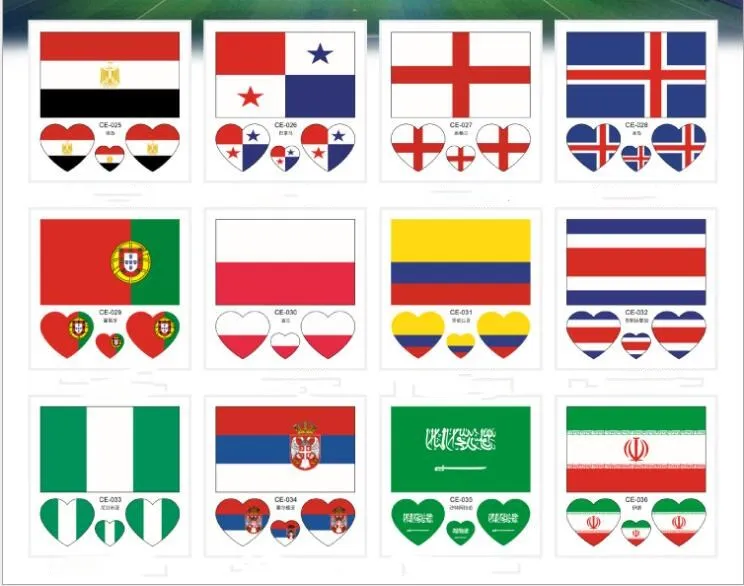 10 шт 2018 Кубок мира 32 команды татуировки наклейки Бразилия футбол