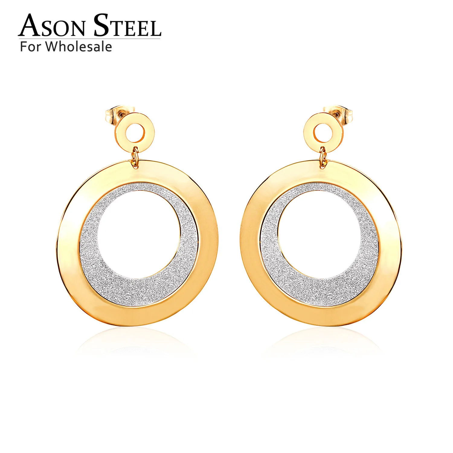 ASONSTEEL Gold Earrings Stainless Steel Hollow Out Round Dangle Collier 2019 New Trendy Accessories Brinco Party | Украшения и