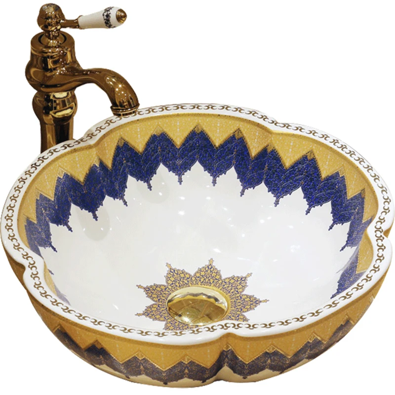 Керамический фарфор Jingdezhen умывальник в форме цветка Европейский Умывальник