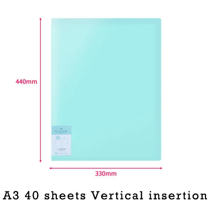 Deli A3 папка для презентаций документов 297*420 мм 60/40 страницы прозрачная папка вертикальная вставка в швейную машинку буклет для документов - Цвет: Green 40sheets