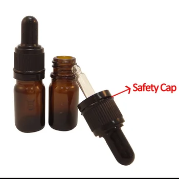 

2pcs Travel Size 5ml Boston Round Glass Amber Essential Oil Bottles With Glass Droppers and Safety Cap