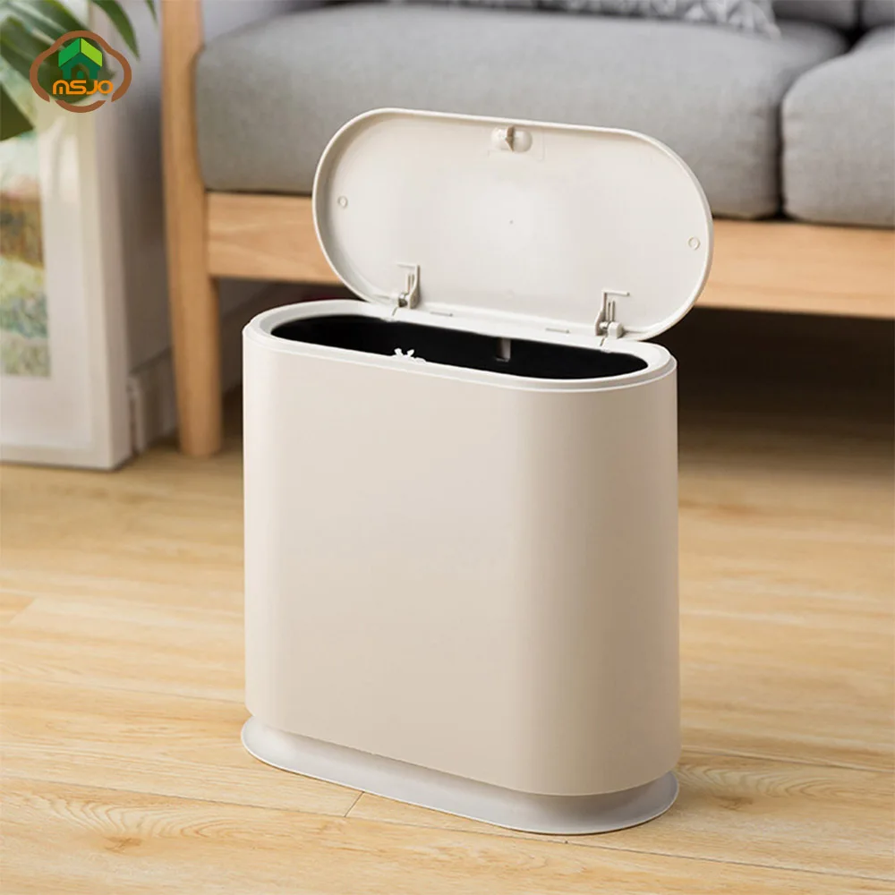 

MSJO Room Trash Can Plastic Bucket Garbage Pressing Type Trash Kitchen Bathroom Dustbin Waste Bins Household Cleaning Tools