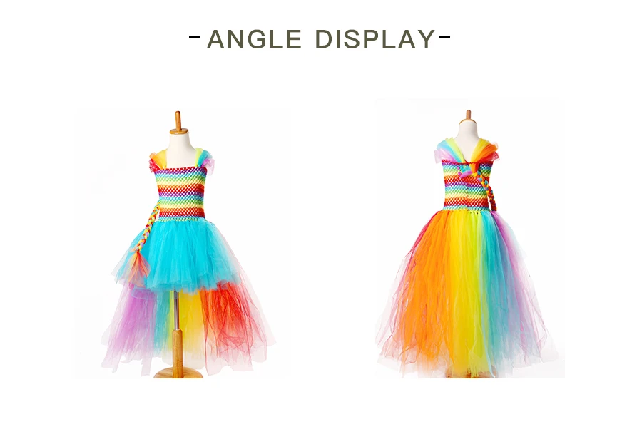 Candy Rainbow Tutu Dress and Daisy Hair Clip Set Girl Birthday Party Dress Easter Halloween Costumes Kids Pageant Ball Gown (3)