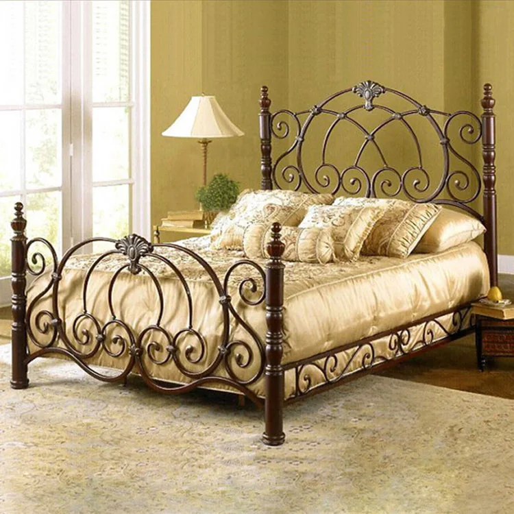 European medieval vintage wrought iron beds double bedroom upscale