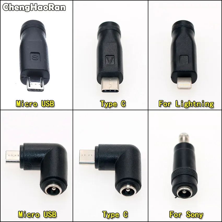 ChengHaoRan Micro usb 5 Pin/Type C Male to 5x2 1mm Female DC Plug адаптер зарядного устройства прямой и правый