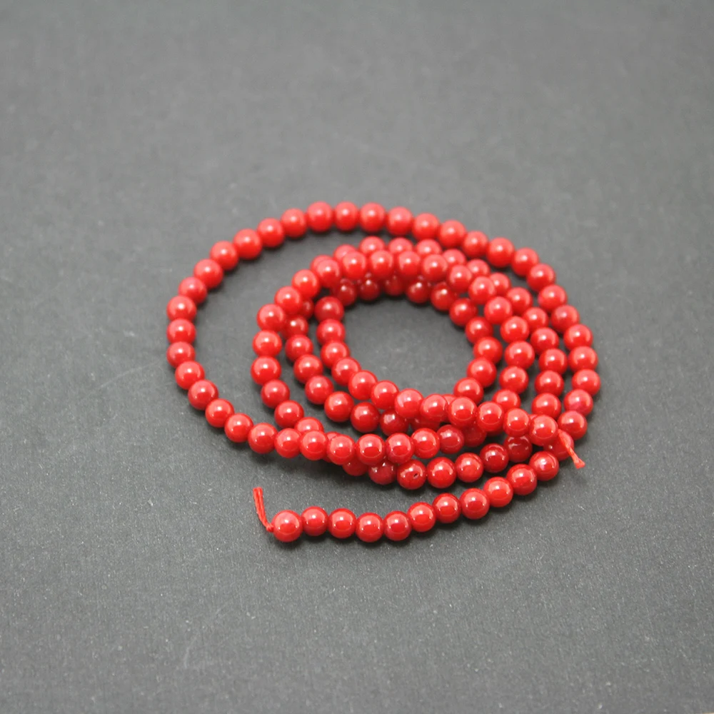 3mm Coral Coral Beads Natural Dyed 15'' Jewelry Making DH BTB030 03in