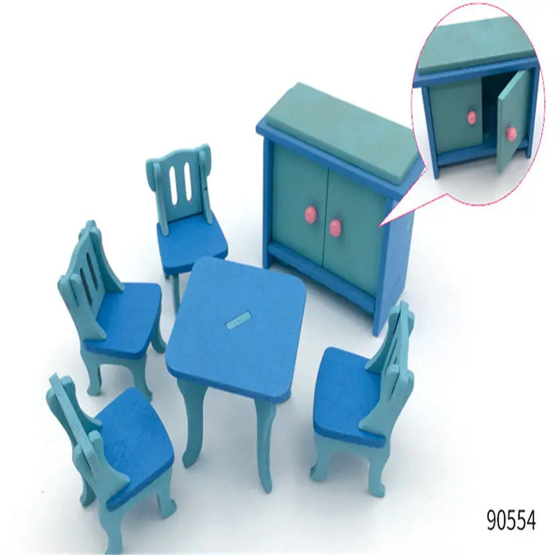 لطيف دمية اثاث اللعب للأطفال محاكاة مصغرة أثاث خشبي بيت الدمية لعبة الخشب مجموعة الدمى الطفل غرفة الاطفال