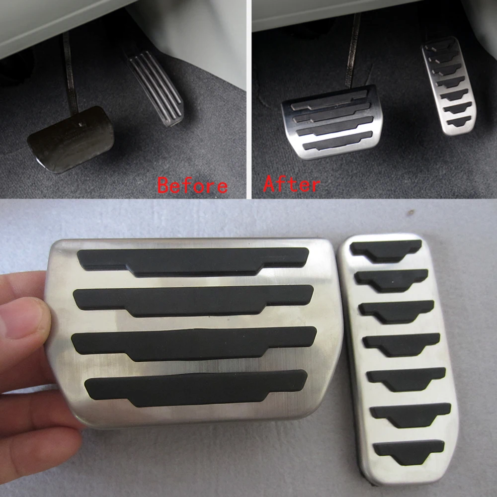 

DEE stainless steel car pedal cover set for brake and accelerator for Jaguar XE / F-PACE / For Land Rover 2011-2014 Evoque