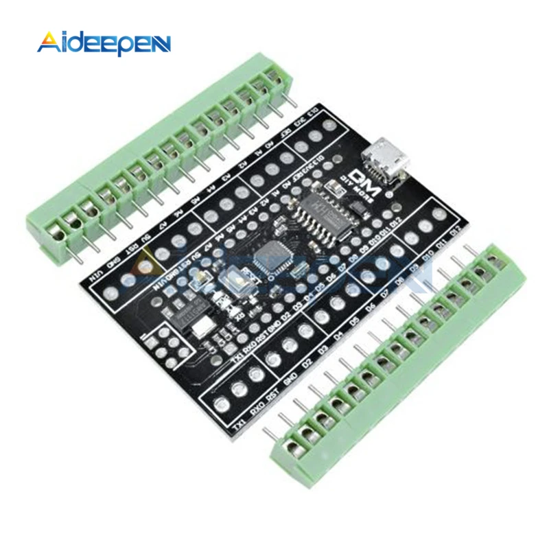 ATMEGA328P CH340 Nano V3.0 3,0 терминал щит адаптер плата расширения микроконтроллер 2 в 1 Micro USB модуль для Arduino