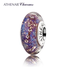 ATHENAIE auténtica plata esterlina 925 púrpura y azul claro CZ Murano Glass Beads Fit pulsera europea Original encanto S925 joyería