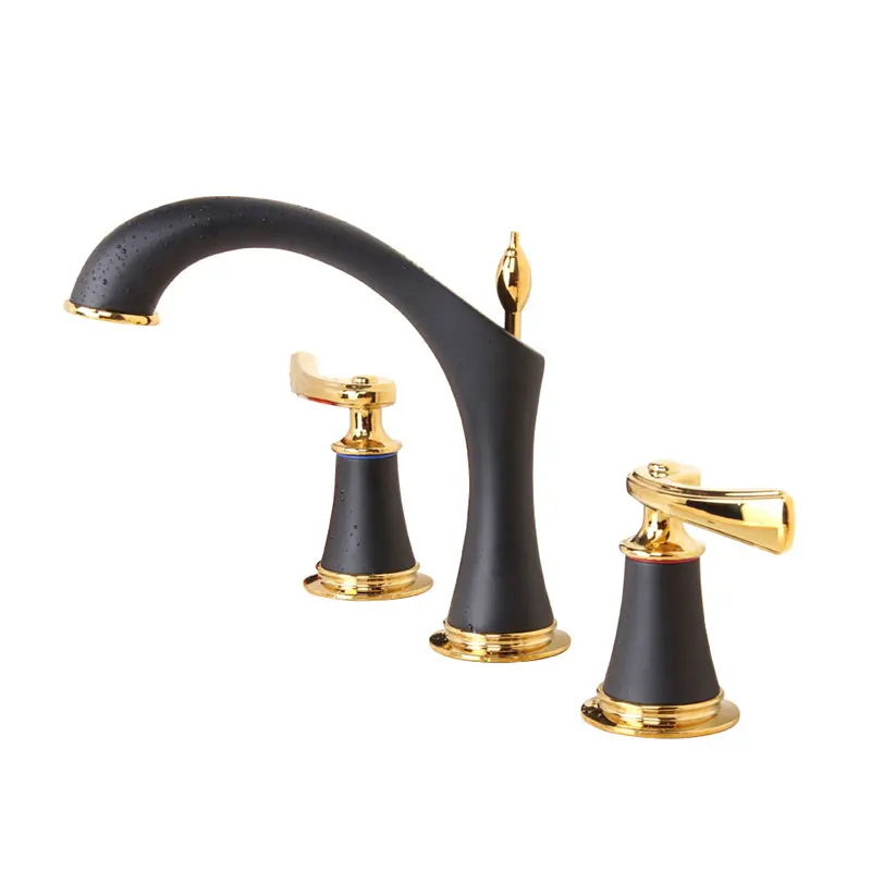 

Basin faucet hot and cold European split faucet three set mixer bathroom faucets cabinet three hole washbasin faucet all copper