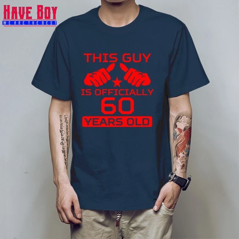 Футболка с надписью HAVE BOY Age Bday для мальчиков 60 лет мужская рубашка на день