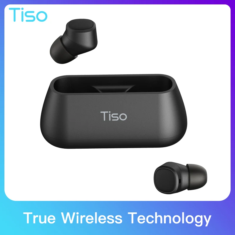 Tiso i4 Bluetooth 5,0 наушники TWS true беспроводные стерео наушники - Цвет: Черный