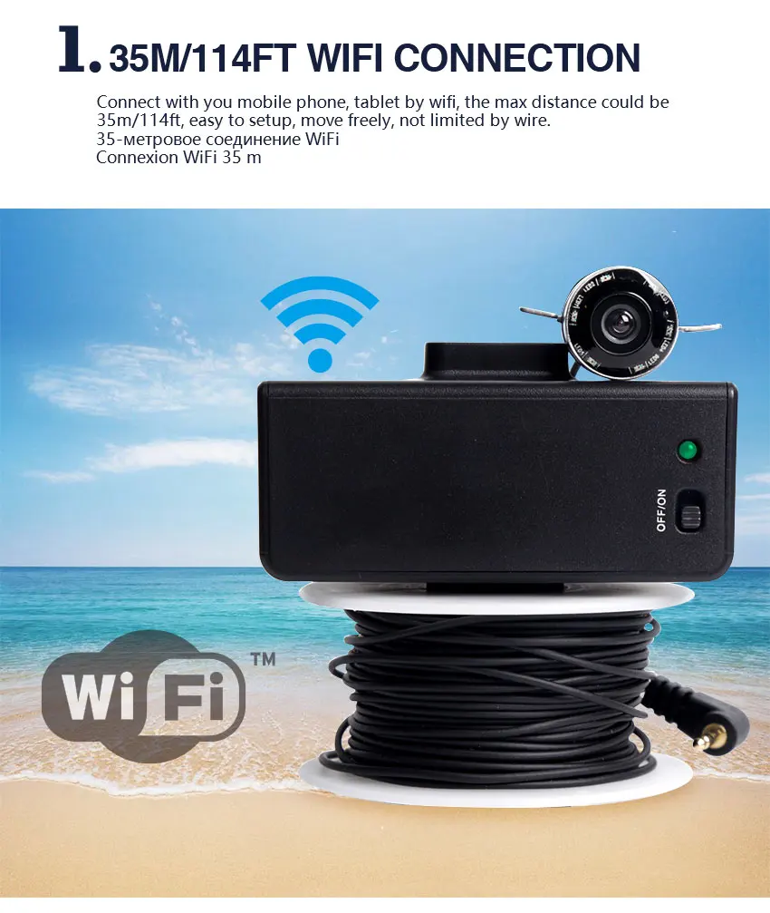 Wi-Fi беспроводной рыболокатор 3,0 Мега пиксель HD камера портативный детектор глубины ice Рыбалка рыбы локатор с рыболокатором приложение