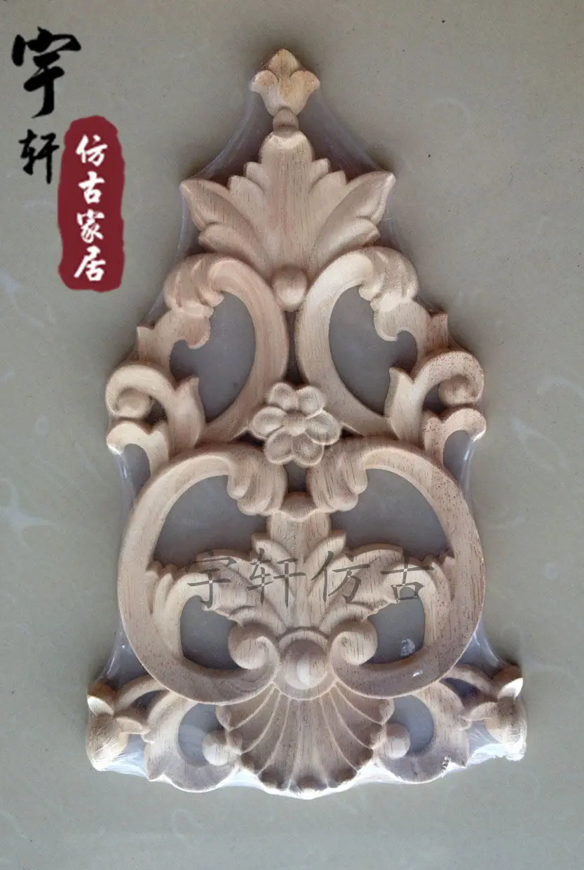 

Dongyang wood carving corner flower smd fashion applique wood motif furniture stickers door cabinet cutout carved decoration