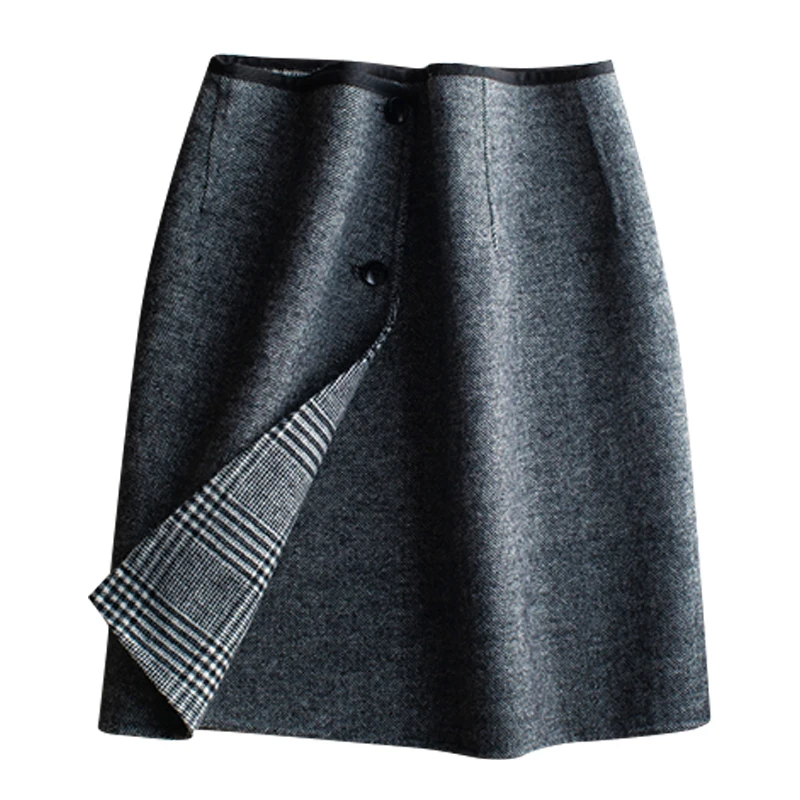 

MVLYFLRT Wool Short Skirt Women Autumn and Winter 2019 New Skirt Plaid Bag Hip A Word Skirt High Waist Wild Temperament