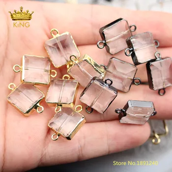 

10pcs 14mm Clear Glass Faceted Square Beads Connectors Fashion Jewelry,Cut Glass Cube Charms Crafts Bracelet Findings Bulk ZJC01