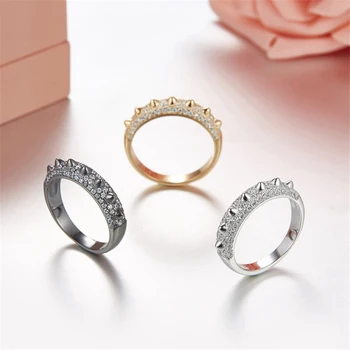 

YP050 Fashion AAA Zircon Rivet Punk Design Finger Ring Black Gun Color Pin Stackable AP* Design for Women Wedding Party Jewelry