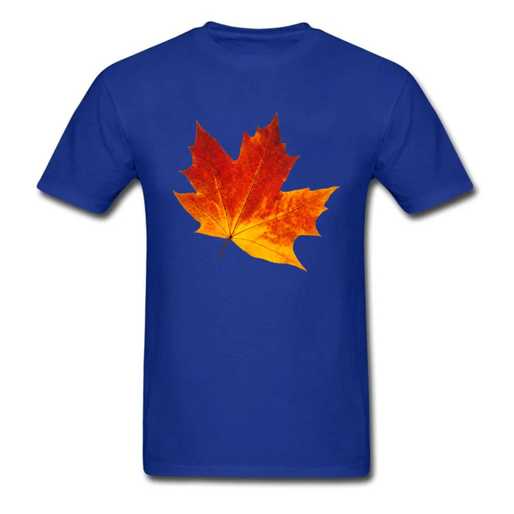 Colorful maple leaf Short Sleeve Tops Tees Crewneck Cotton Fabric Men's T-Shirt Customized Clothing Shirt Family Colorful maple leaf blue