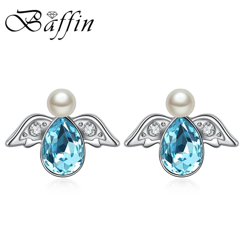 

BAFFIN Mini Angel Stud Earrings Crystals From Swarovski Silver Color Piercing For Women Girls Cute Chic Jewelry Christmas Gifts