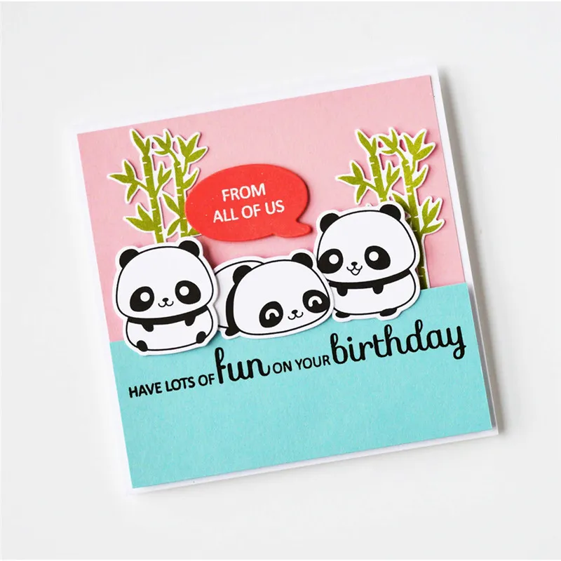 

YaMinSanNiO Die Cutting Cute Panda Animal Metal with Clear Stamp Decorative Embossing Scrapbooking Craft Card Stencil Template