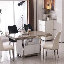 Набор столовой из нержавеющей стали, мебель для дома, минималистичный современный мраморный обеденный стол и 4 стула, mesa de jantar muebles comedor