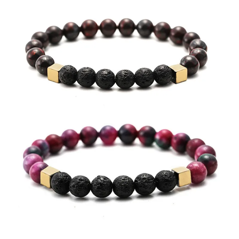 

Custom Handmade Bohemia Natural Stone Crystal Energy Chakra Bracelet Womens Bracelets for Women Volcanic Rocks Thread Bangles