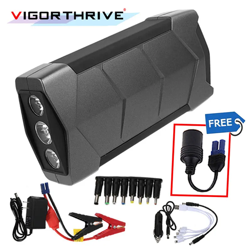 

With flashlight and Hammer For Car Starting Device Portable Toolbox 12V Mini Car Jump Starter Booster Battery Charger Power Bank