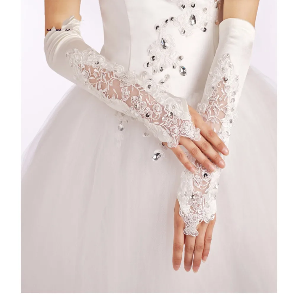 Tidetell Chic Long Satin And Lace With Beaded And Sequins Wedding