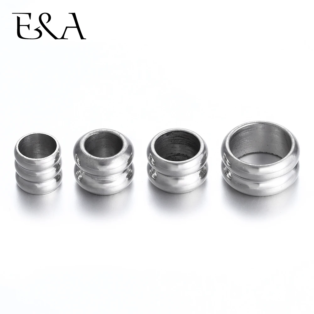 

Stainless Steel Spacer Beads Large Hole Slider 8mm 5mm Charms Leather Bracelet Jewelry Making DIY Supplies Accessories Findings