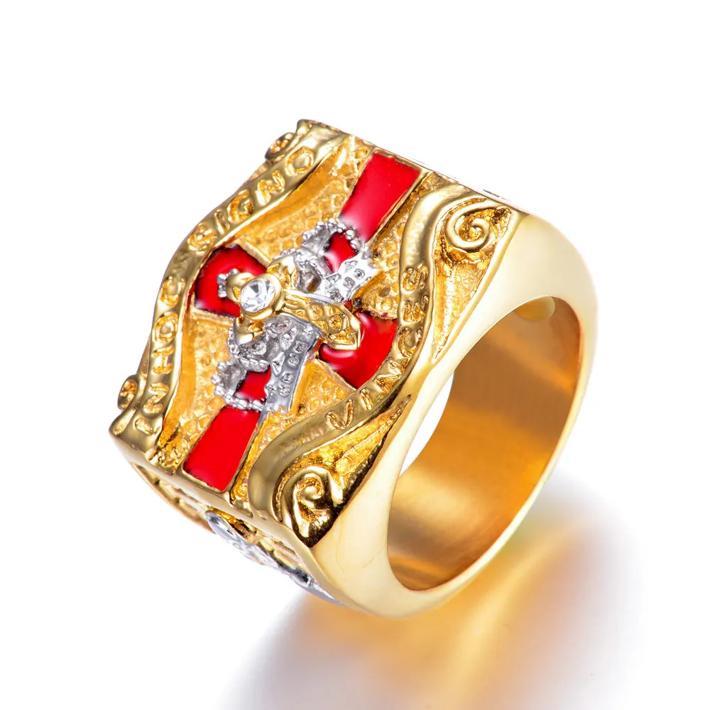 Нержавеющая Сталь Рыцарь тамплиер масонское кольцо золотого цвета крест и корона кольца для мужчин - Цвет основного камня: Золотой