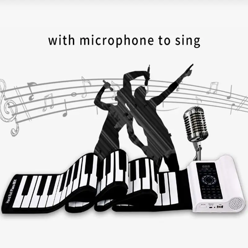 

61 Keys Electronic Soft Keyboard Portable Silicone Flexible Roll Up Piano Universal Flexible Roll Up Electronic Piano Soft Key