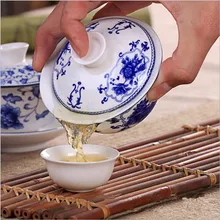 1 шт 130 мл китайский чайный набор кунг-фу, традиционная керамическая чашка для чая, синий и белый фарфоровый чайник, костяной фарфор Gaiwan, чайная чашка