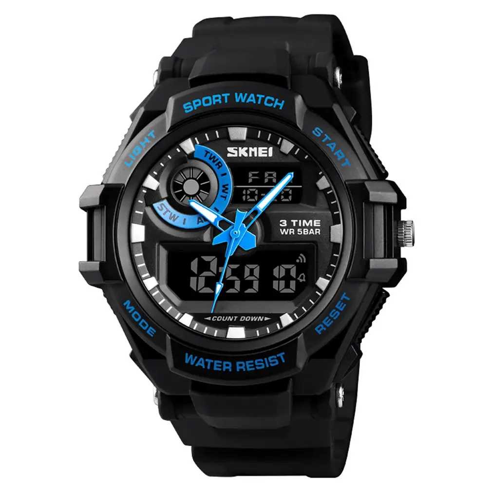 

Luxury Brand Men Digital Watch Sports Watch 50m Waterproof Military Watch Three Time Clock Count Down Wristwatch HOT SALE