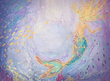 

oil painting little mermaid happy birthday photo background photography backdrops quality vinyl