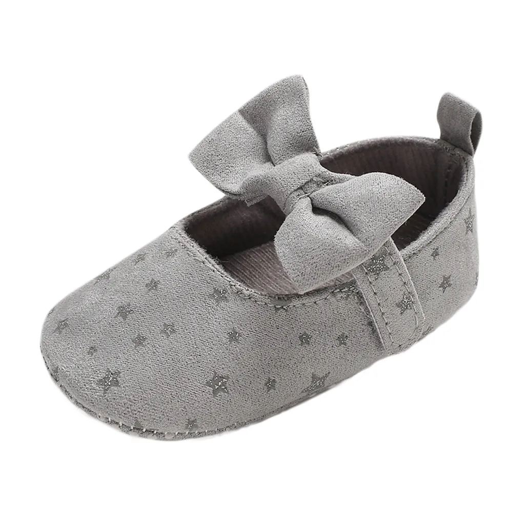 Обувь для малышей; мягкая подошва для маленьких девочек; тонкие туфли с бантом и звездами для новорожденных; zapatos bebe chaussure