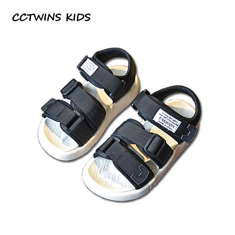 

CCTWINS Kids Shoes 2019 Summer Children Fashion Soft Flat Babys Boys Brand Beach Shoes Girl Black Barefoot Sandals BS281