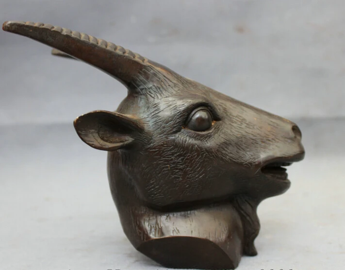 

song voge gem S3898 Famous Chinese Bronze Copper Animals Folk Curture Year Zodiac Sheep Head Statue