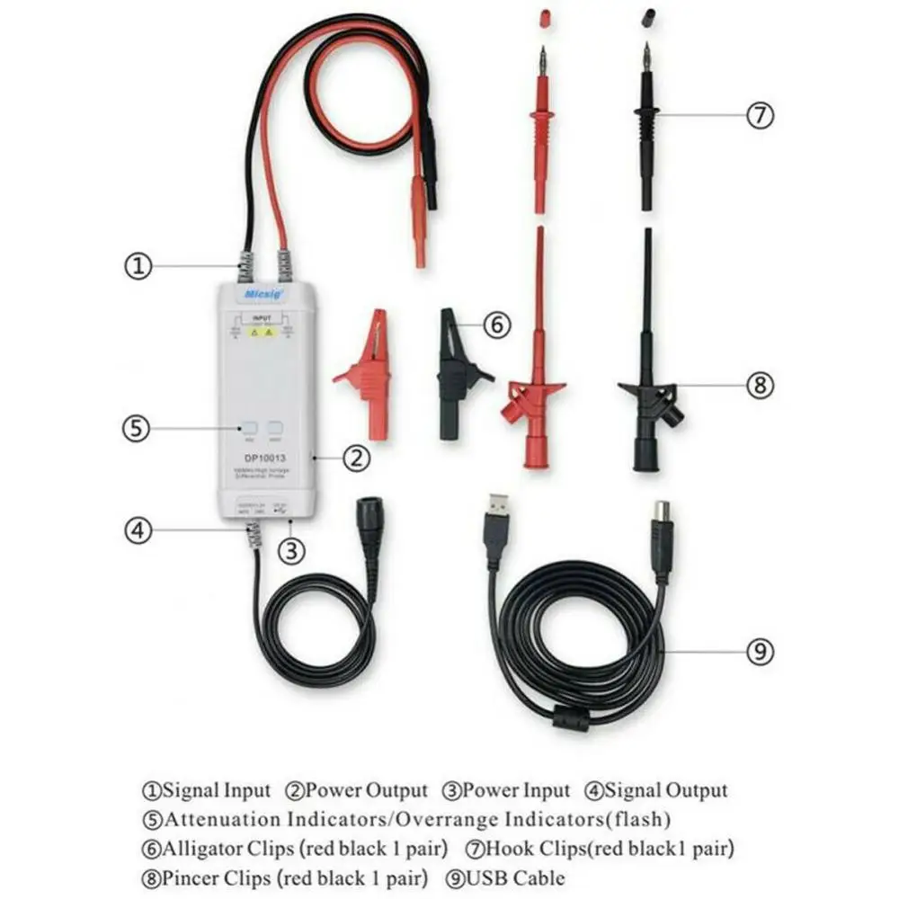 Micsig осциллограф 1300 в 100 МГц высокое напряжение дифференциальный зонд комплект 3.5ns время подъема 50X/500X скорость затухания DP10013