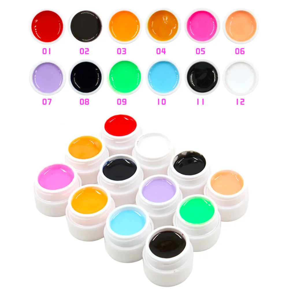 

12PCS/Lot Pure Color UV Gel Phototherapy Glue Colored Nail Art Fingertips Painting Bright Durable Nail Gel Manicure Nail Polish