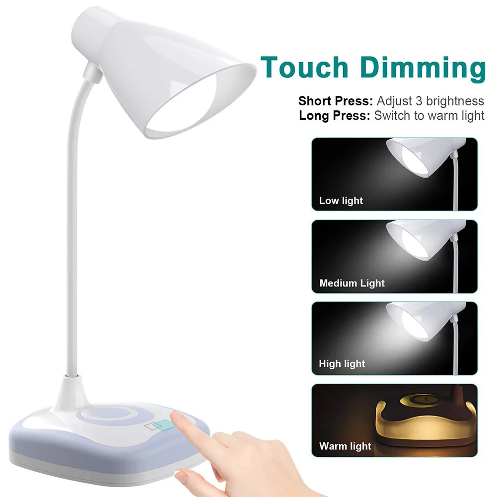 

USB LED Bulb Learning Desk Lamp Bedside Energy Saving Adjustable Rechargeable Brightness Folding Table Reading Light Study