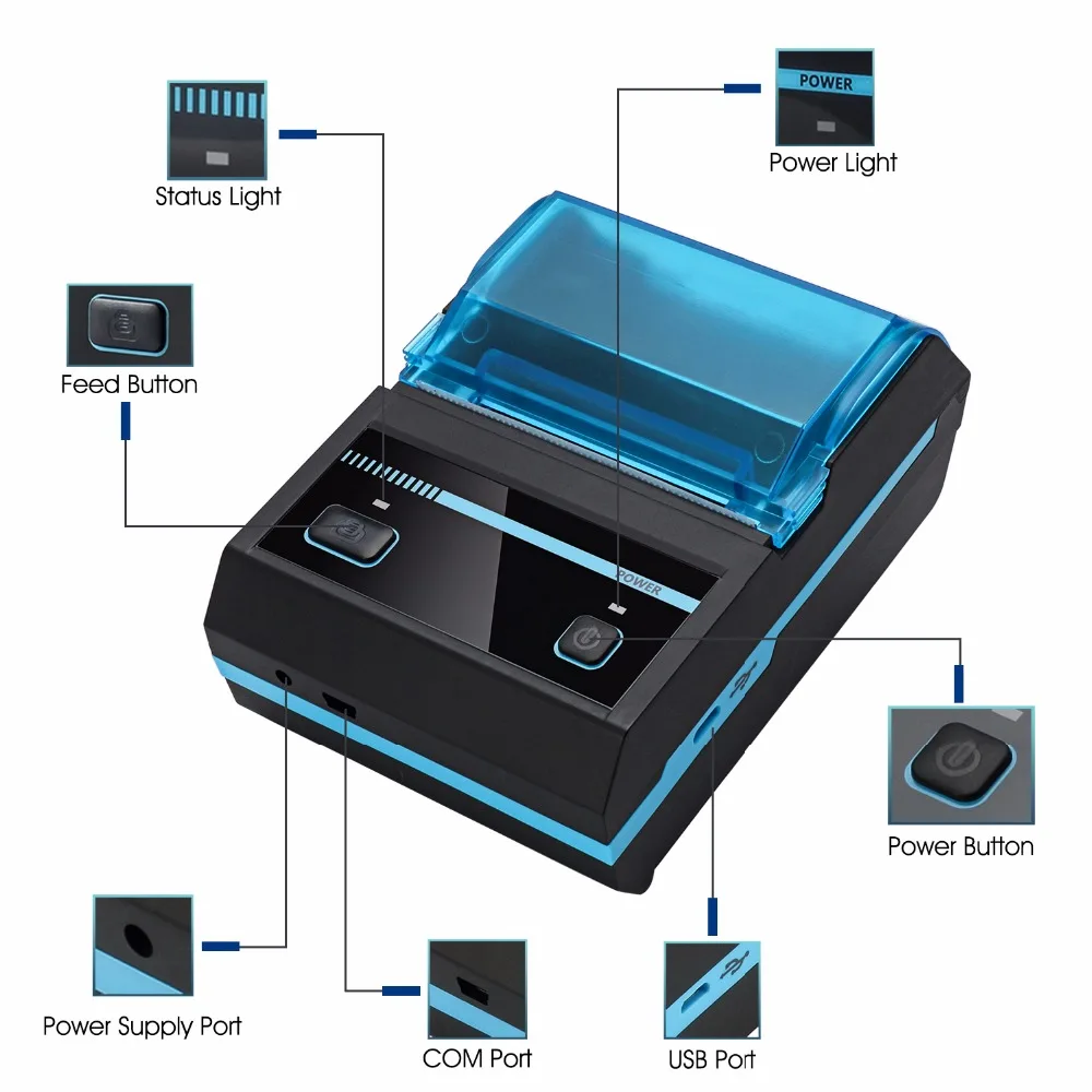 Radall Bluetooth Термальность чековый принтер Билл билетов Принтер Usb мини карманный