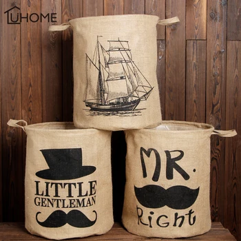 

35*40cm Laundry Basket for Dirty Clothes Cotton Linen Lots Pattern Print Kids Toys Organizer Home Storage & Organization