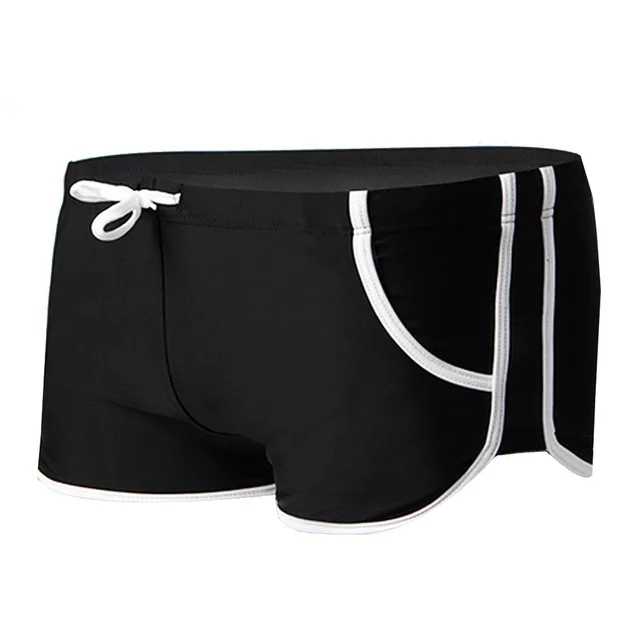 Mens Swimming Shorts Slim Swimsuit Boxer Trunks Briefs Draw String Waist Front Tie Jockey