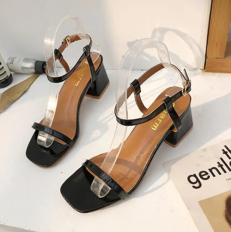 Новое поступление; Лидер продаж; Летняя женская обувь; повседневные Модные женские босоножки на среднем каблуке; Туфли-лодочки; обувь для вечеринок; женская обувь; zapatos mujer* 077 - Цвет: Black
