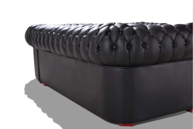 Современный секционный диван для кожи Chesterfield черного цвета гостиной мебель|modern