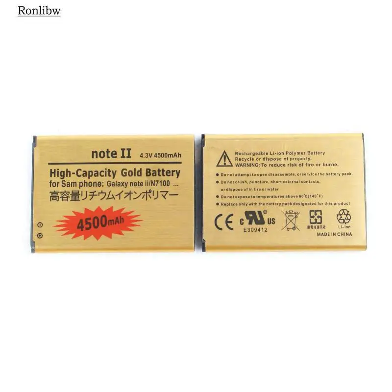 Аккумулятор Ronlibw для Samsung Galaxy Note 2 4500 мАч EB595675LU N7100 N7102 с функцией замены мобильного