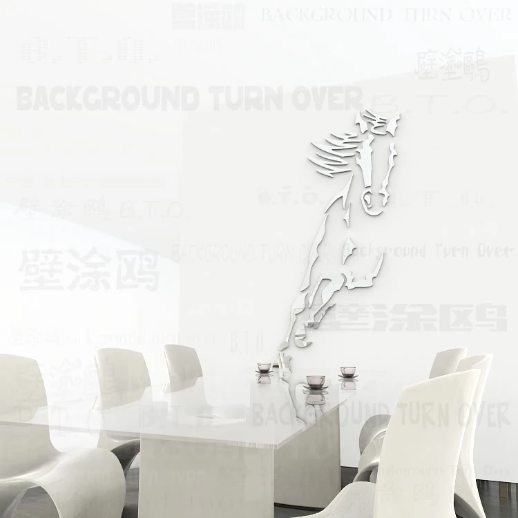 

2019 hot acrylic mirror decoration galloping horse stickers for living room lounge bedroom decor TV backdrop wall mural 3d R073